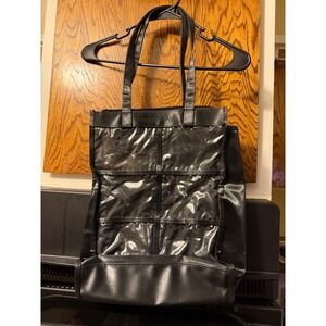 Mary Kay Black Faux Leather Clear Pocket Consultant Tote Bag Zippered Travel Bag